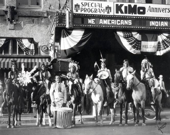 First American Pageant gather in front of KiMo Theatre