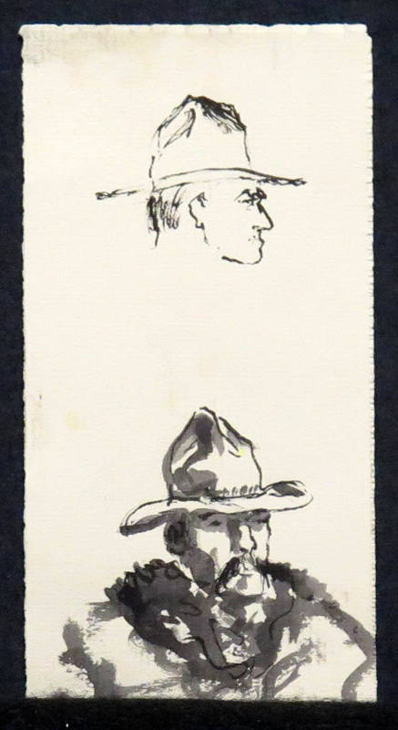 Sketchbook Drawing: 2-sketches of man with hat