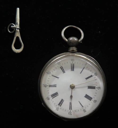 Open-Face Pocket Watch and Winding Key