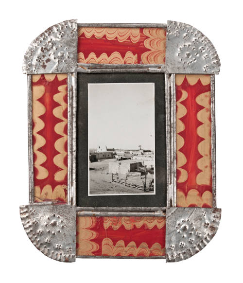 Tin Frame with Photo of Pueblo of Isleta