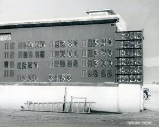 State Fairgrounds Race Track scoreboard with a new timer