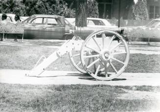 A Mountain Howitzer cannon on display on the Old Town Plaza in Albuquerque