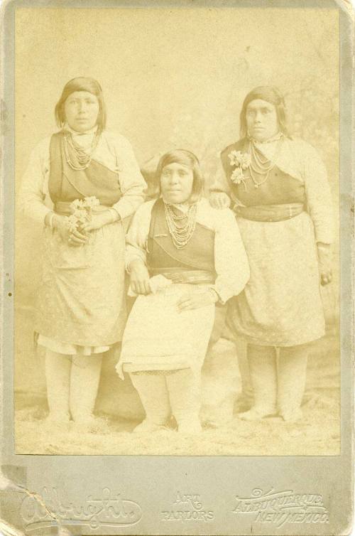 Portrait of three unidentified Isleta women