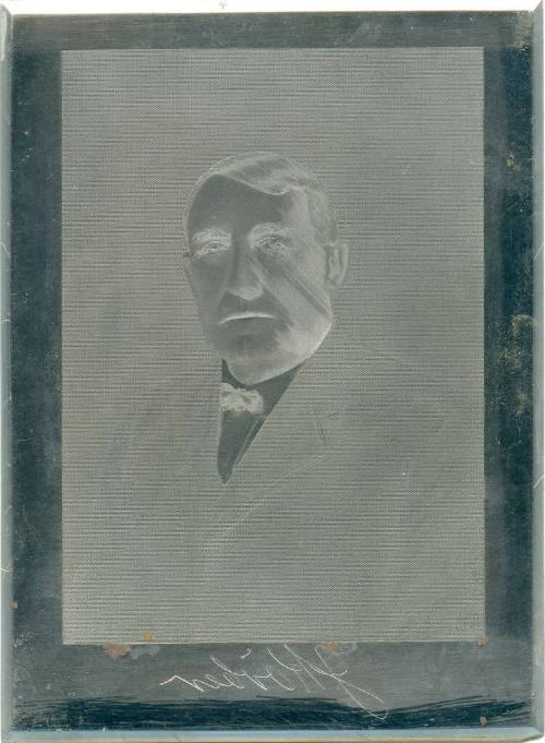 Etched plate of a portrait of Jacob Korber
