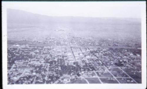 Aerial view of Central Avenue, looking east