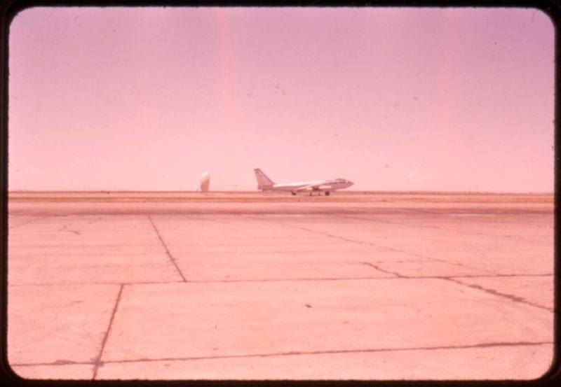 A B-47 aircraft lands at the Kirtland Air Force Base Air Show