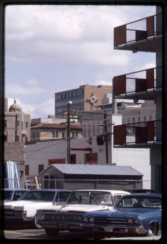 A view of downtown Albuquerque from the Downtowner Motel