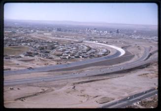 Aerial view of Interstate 40 near the Big Interchange