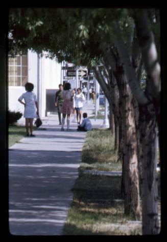 Teenagers walk along Central Avenue