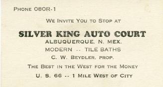Silver King Auto Court Tourist Card