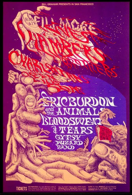 BG-132: Chambers Brothers, Charlatans, Qeen Lilys Soap, Eric Burdon and the Animals, Blood Sweat & Tears, Gypsy Wizard Band. Fillmore Auditorium, August 6-11