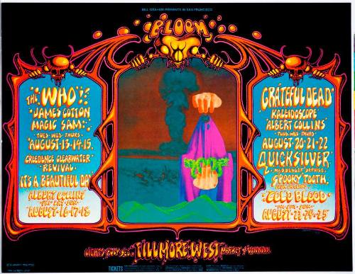 BG-133: The Who, James Cotton, Magic Sam, Creedence Clearwater Revival, It's a Beautiful Day, Albert Collins. Fillmore West, August 13-18; Grateful Dead, Kaleidoscope, Albert Collins, Quicksilver Messenger Service, spooky Tooth, Cold Blood. Fillmore West, August 20-25