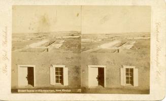 Elevated view of an adobe building