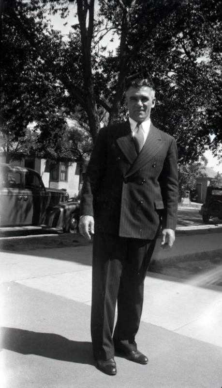 Man wearing a pinstriped suit