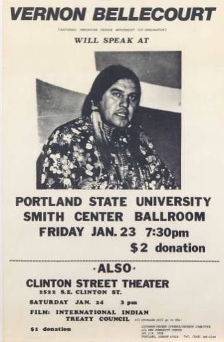 Vernon Bellecourt Speaking event at Portland State University and Clinton Street Theater