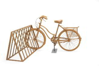 Three Bicycles in a Rack (Woman's Bicycle)