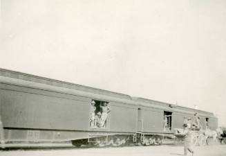 Soldiers in train cars