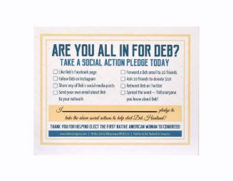 Deb Haaland Campaign Social Action Pledge Card