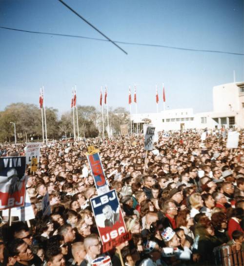 Crowd at President Johnson Campaign Rally