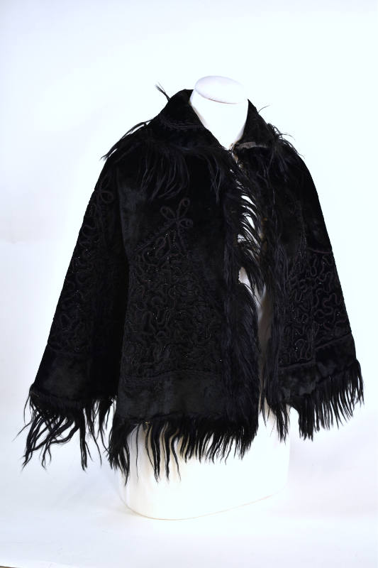 Embroidered and Beaded Fur-edged Cape