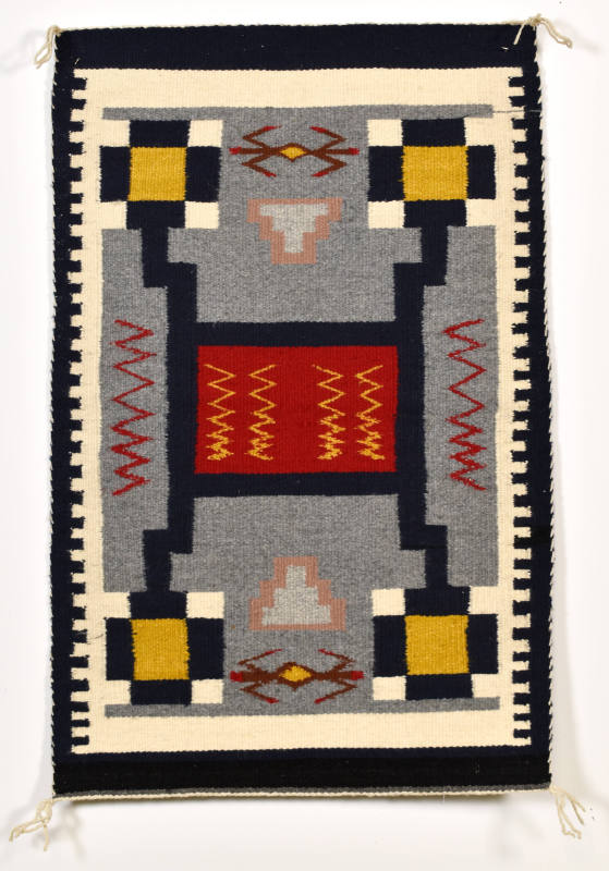 Navajo weaving with storm pattern, water bugs and lightning
