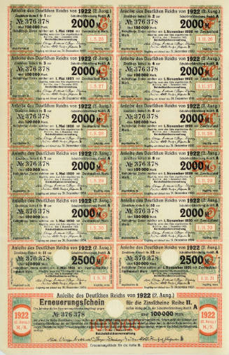 100,000 German Mark stock sheet