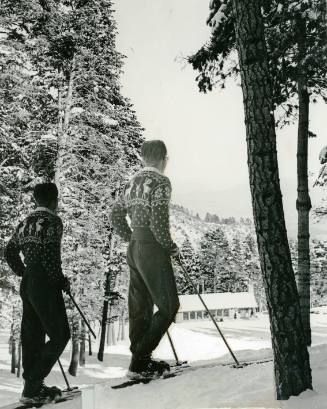 Skiers in the Sandia Mountains