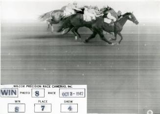 State Farigrounds Racetrack photo finish, October 2, 1942