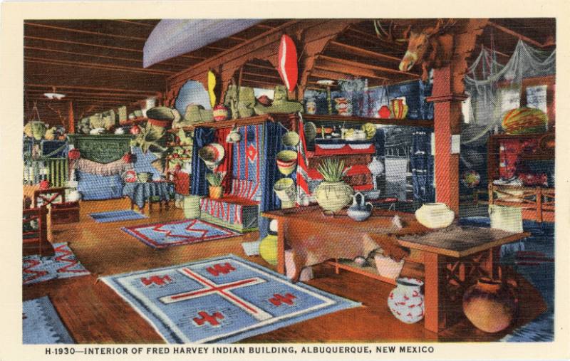 "Interior of the Fred Harvey Indian Building"