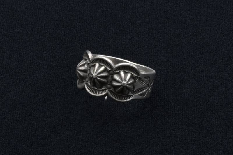 Stamped Silver Ring (one of a pair)